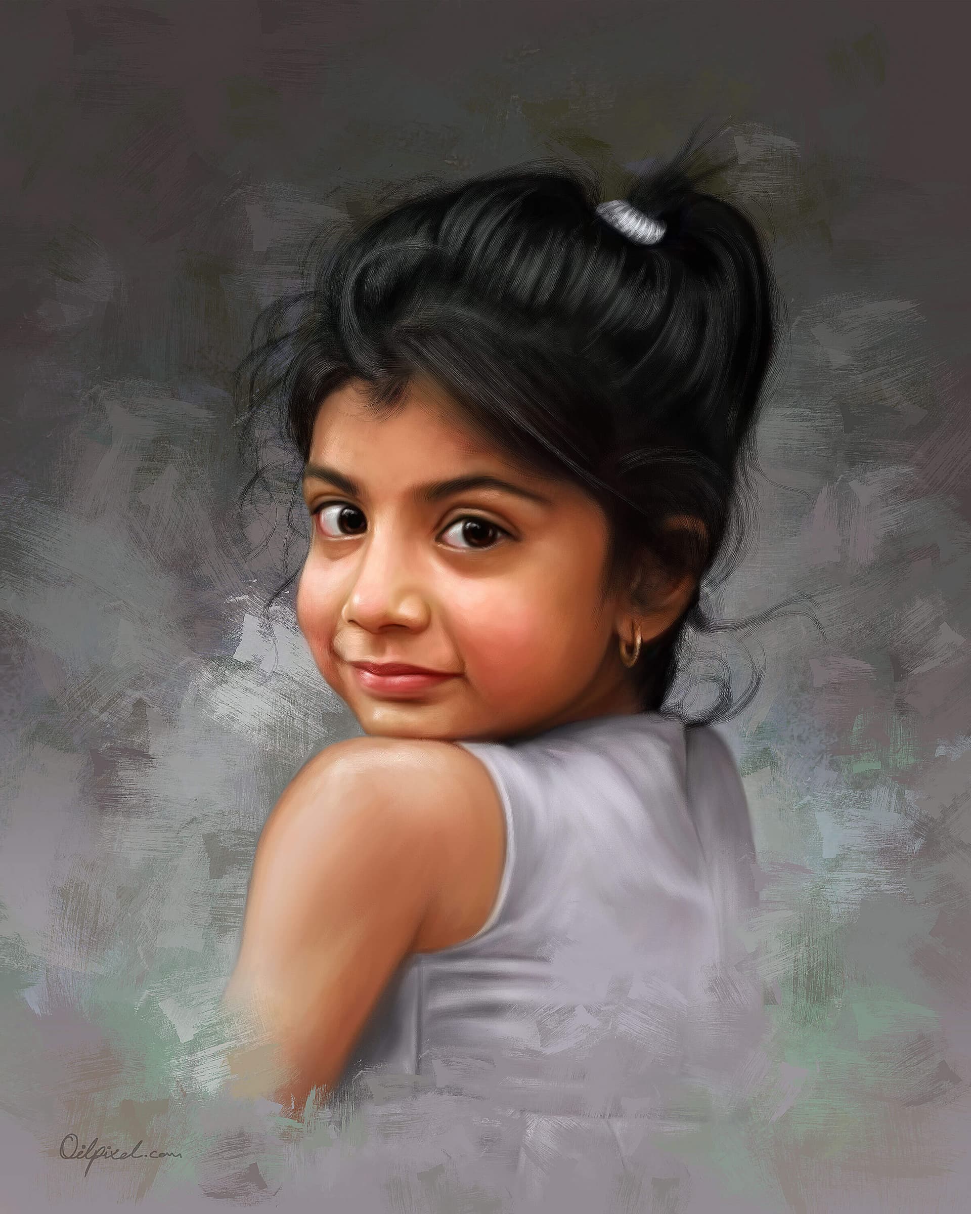 Child Digital Portrait Painting by Oilpixel