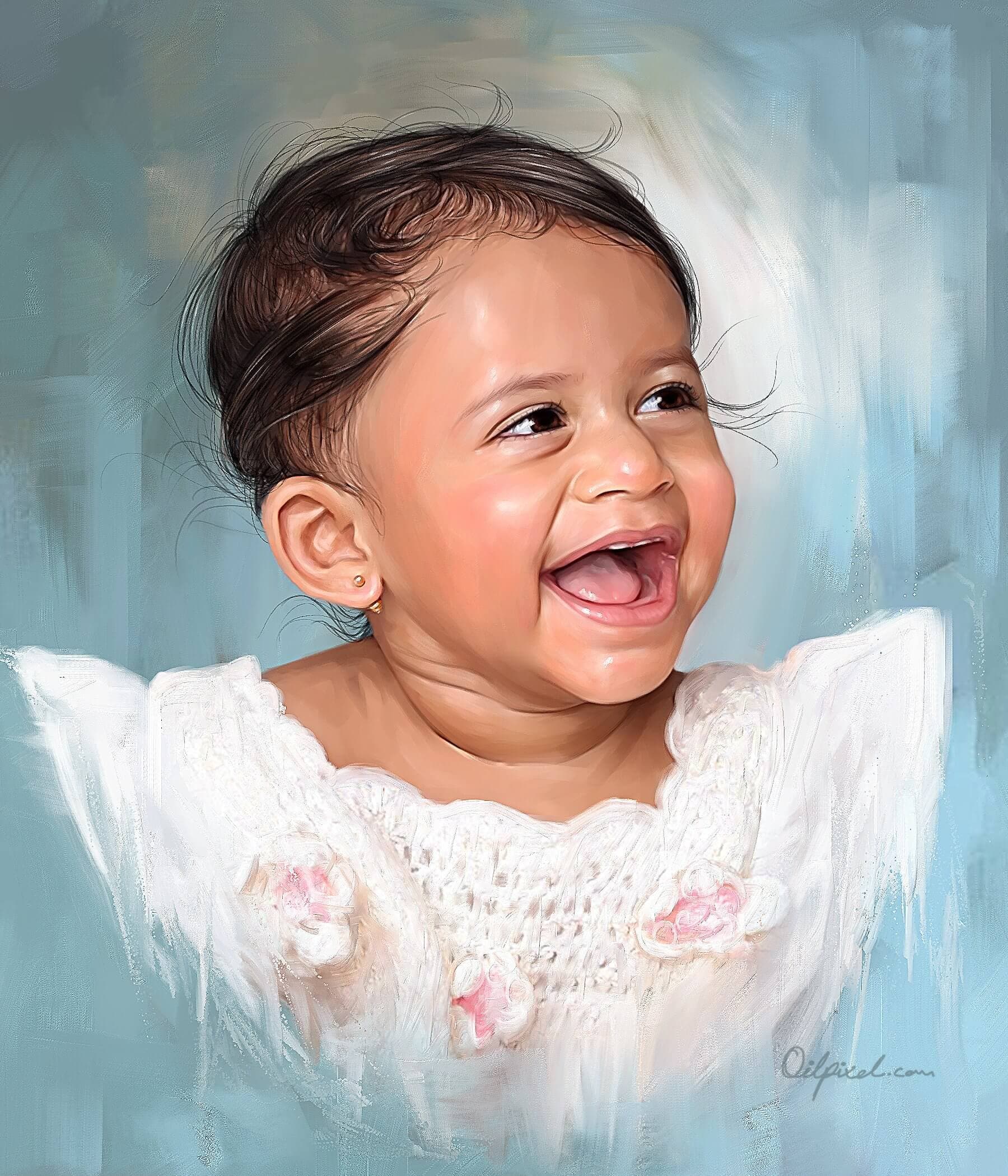 Child Digital Portrait Painting of Michelle by Oilpixel