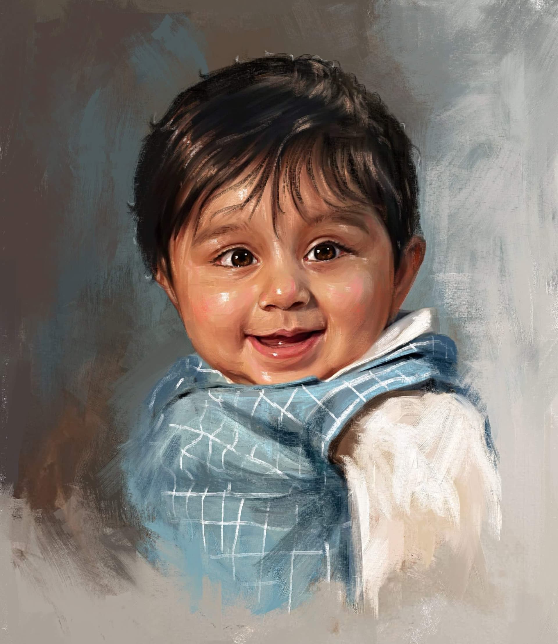 Kid Digital Portrait Painting by Oilpixel