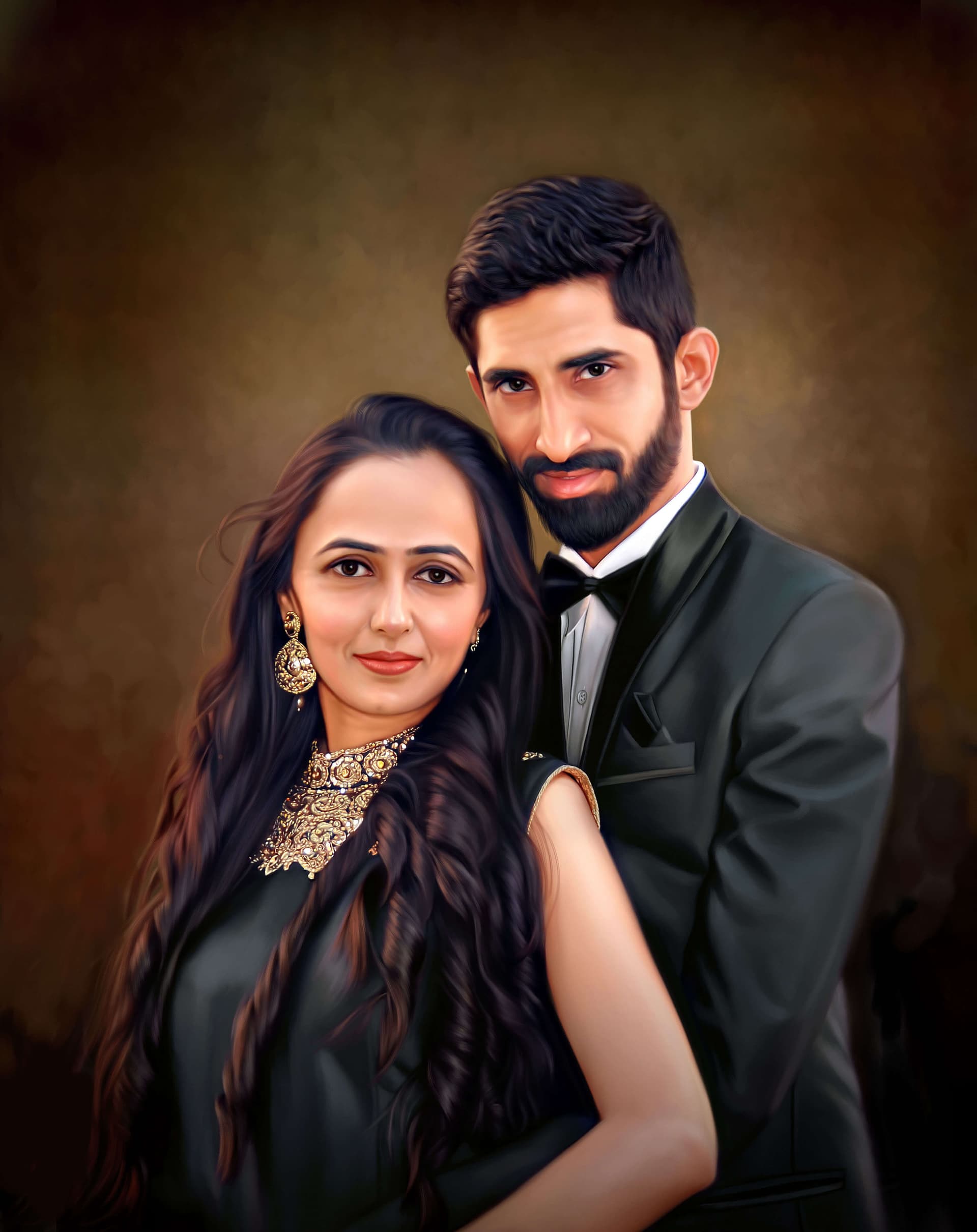Engagement Couple Digital Painting by Oilpixel